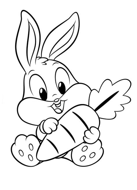Kawaii is the culture of cuteness in japan. Baby Bugs Bunny Holding Carrots Coloring Pages For Kids # ...