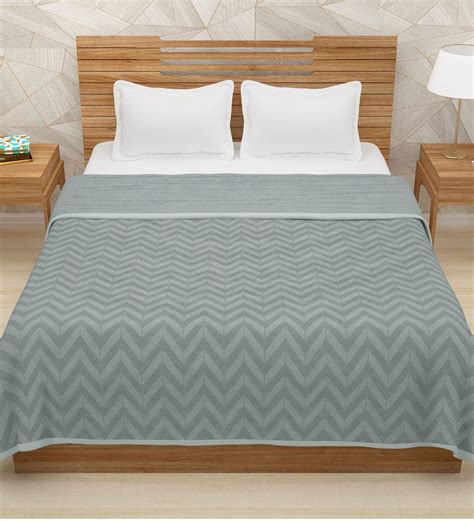 Buy Grey Polyester 400 Gsm Double Bed Room Temperature Blanket By Story