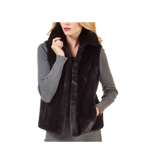 The Black Mink Fur Vest With Collar For Women