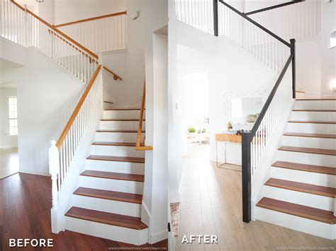 Before And After Staircase Spray Paint And Chardonnay