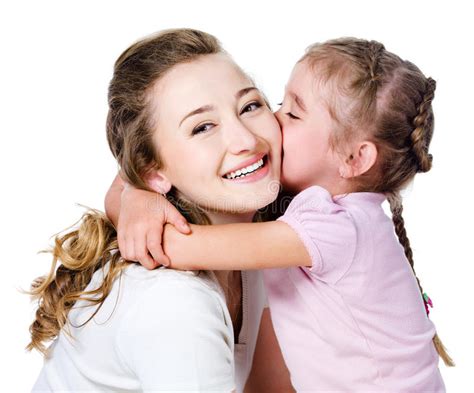Daughter Kissing Her Mother Stock Photo Image Of Expression Embrace
