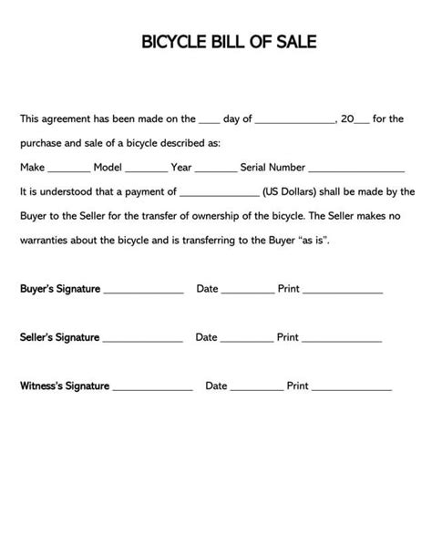 Free Bill Of Sale Forms Us Word Pdf