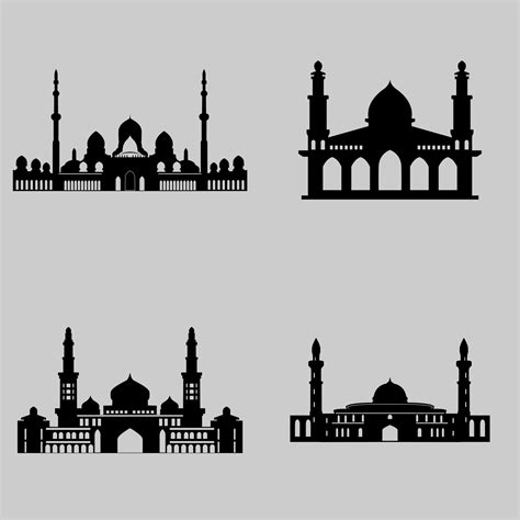Set Arabic Architecture Silhouette Mosque Roof Islamic Cityscape