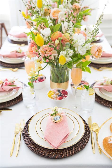 A Floral Themed Mothers Day Brunch Brunch Table Setting Brunch