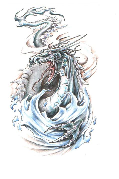According to the japanese mythology, the dragons are water gods who reside in ponds and water bodies. TATTOOS: Dragon Tattoo Stencils # 3