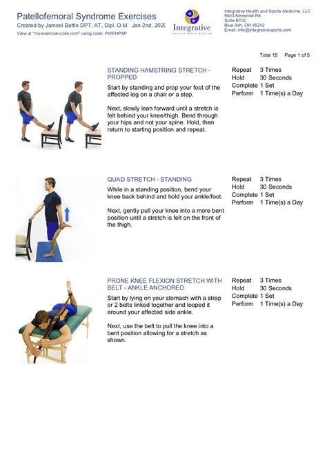 Home Exercise Program For Patellofemoral Pain Syndrome Integrative Health Sports Medicine