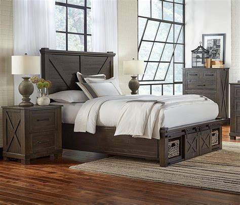 Some people like their rustic bedroom in modern look by adding luxurious chandelier. Rustic Queen Rotating Storage Bed Charcoal SUVCL5092 A ...