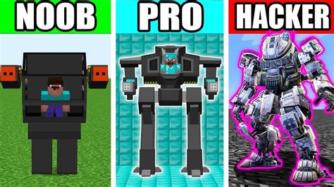 Minecraft Noob Vs Pro Vs Hacker Super Robot Titan Challenge In