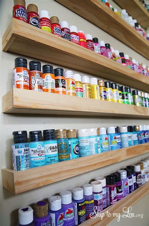 4 craft room ideas on a budget. Craft Paint Storage {Wood Project} | Craft paint storage ...