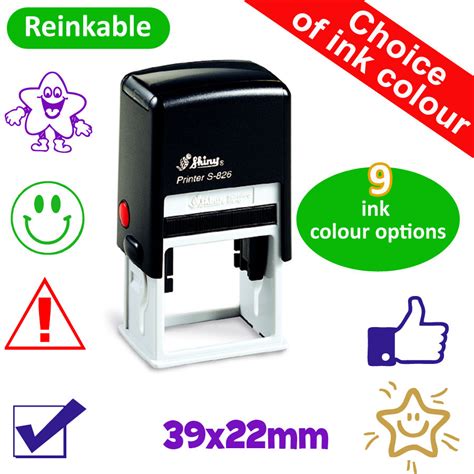 Custom Stamps Personalised Stamper 39x22mm Rectangle 9 Ink Colours