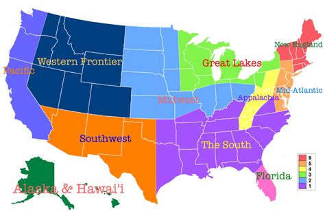 6 Regions Of The United States Map United States Map