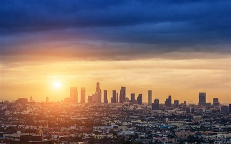 Aerial View Of Los Angeles California Sunrise Hd Wallpaper
