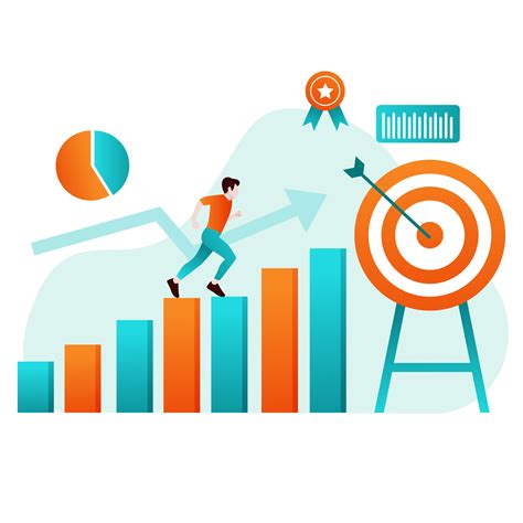 Target Business Illustration People Run To Their Goal Move Up