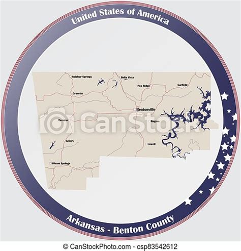 Map Of Benton County In Arkansas Round Button With Detailed Map Of