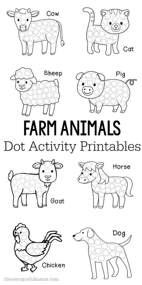 Farm Animals Dot Activity Printables Farm Animals
