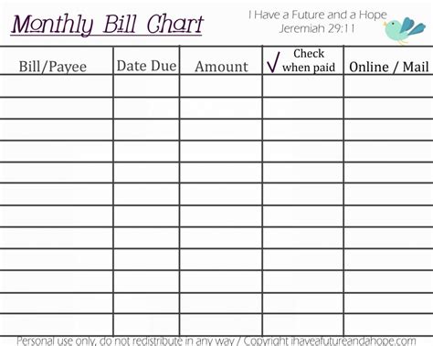 Monthly Bill Tracker Template Excel Monthly Bill