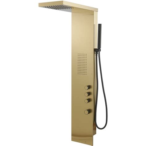 Bwe 1 Jet Rainfall Shower Panel System With Waterfall Shower Head And Shower Wand In Brush