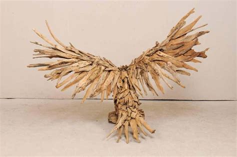 Large Handcrafted Driftwood Eagle Sculpture Sculpture Driftwood