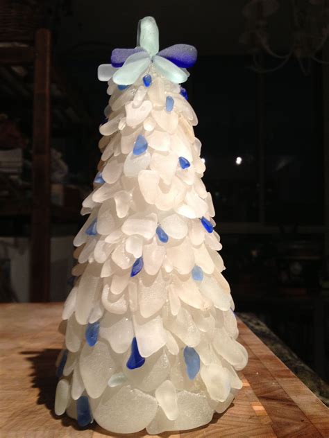 My White And Blue Beach Glass Tree Made From Glass Found Along Georgian Bay Beach Glass Blue