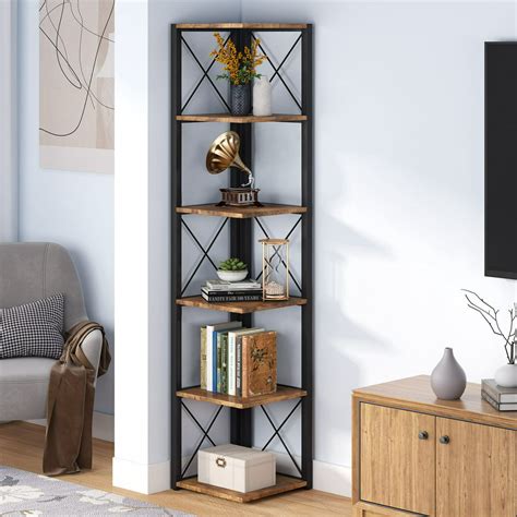 tribesigns 6 tier corner shelf 70 8 inch tall corner bookshelf storage etagere bookcase for