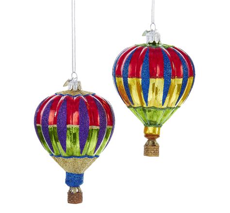 Festive Hot Air Balloon Glass Ornaments