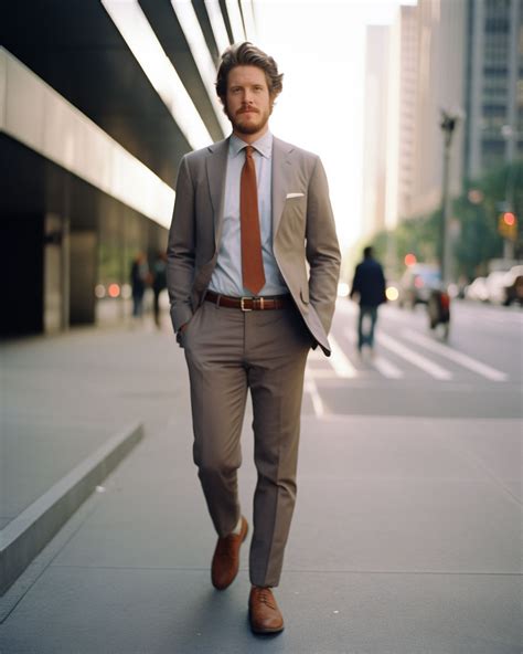 Light Gray Suit With Brown Shoes Hockerty