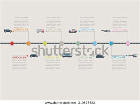 Transportation Infographic Timeline Stepwise Numbered Structure Stock