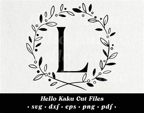 Letter L Initial Monogram Svg Initial Monogram Wreath Monogram