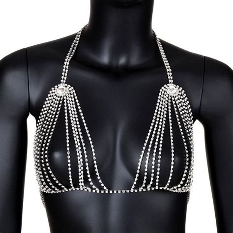 Stonefans Luxury Crystal Bikini Bra Chest Belly Body Chains Jewelry For