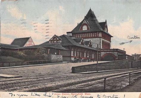 Union Station Springfield Ma Vintage Railroad Postcard Ebay