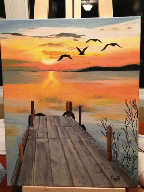 Ocean Sunset Acrylic Painting 8x10 Nature Art Painting Painting Art