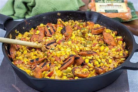 Add corn and seasonings at this point. Corn Maque Choux with Smoked Andouille Chicken Sausage ...