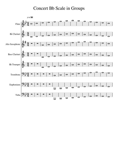 Concert Bb Scale In Groups Sheet Music For Trombone Euphonium Tuba