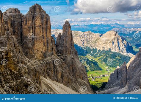 Amazing View From Mountains Sella Ronda South Tyrol Dolomites Italy