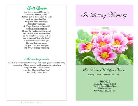 Pink Floral Funeral Program Template Elegant Memorials