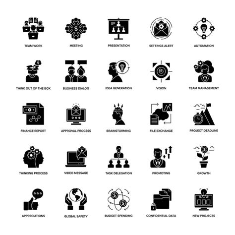 Here Pack Project Management Icons Glyph Design Set Can Modified Stock