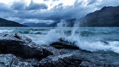 Waves Rock Rocks Overcast Nature Landscape Lake