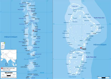 Large Size Physical Map Of Maldives Worldometer
