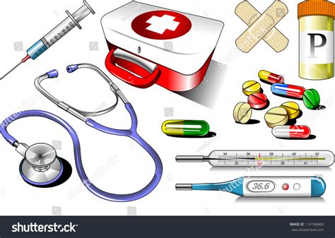 Medical Equipment On White Background Illustration Vector