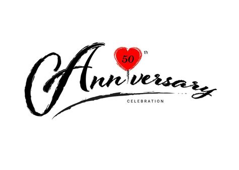 50 Years Anniversary Celebration Logo With Red Heart Vector 50 Number