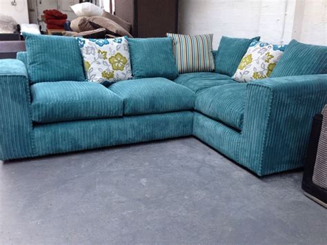 New Zina Sq Arm Fabric Corner Sofa Suite Teal With Pattern Scatter
