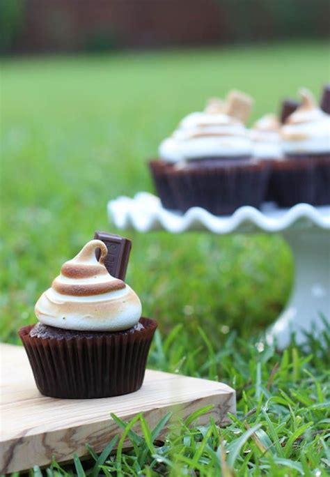 s mores cupcakes ~ chocolate cake graham cracker crust and toasted meringue frosting that