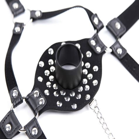 Popular Bdsm Mouth Gags Device Bondage Head Harness Ring Gag With Cover