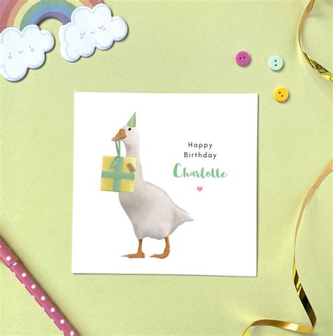 Personalised Goose Birthday Card Cute Birthday Card Goose Etsy