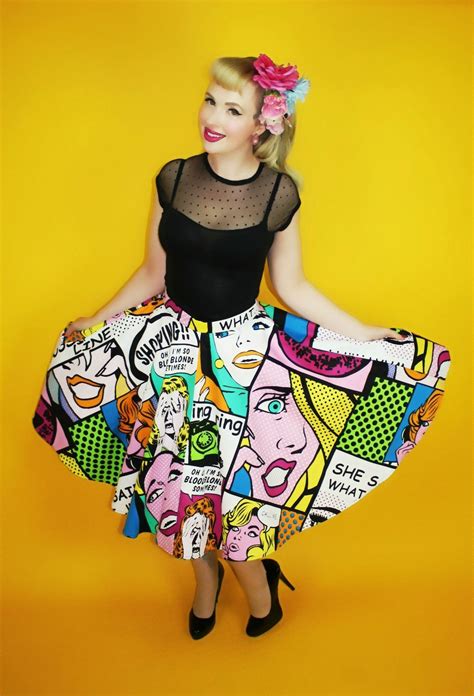 circle skirt rockabilly vintage inspired clothing pop art fashion art skirts pop art costume