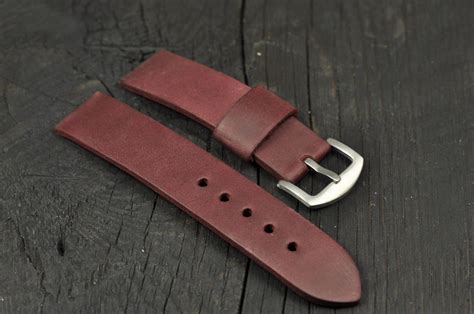 Handmade Leather Men S Watch Strap Burgundy 18mm 20mm 21mm Etsy
