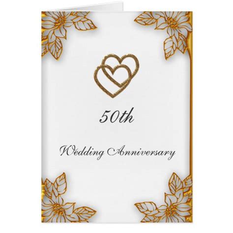 Find what gift corresponds to your anniversary here, and theme your gift to fit the year. White Gold 50th Wedding Anniversary Cards | Zazzle