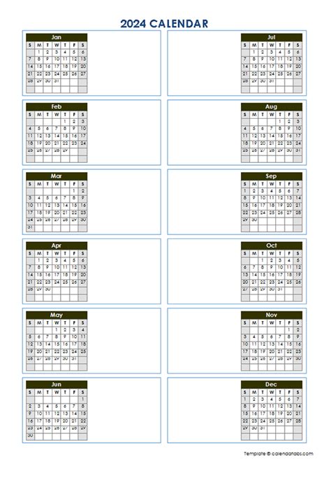 Blank Yearly Calendar Template Vertical Design Free Printable Templates