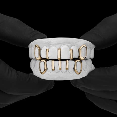 Yellow Gold Multi Gap Bar With Open Face K9 Grillz