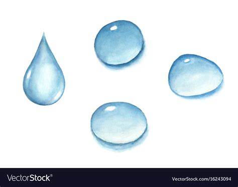 Set Of Watercolor Water Drops Royalty Free Vector Image